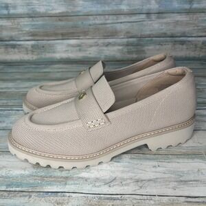 Vivaia Francesca Chunky Heel Loafers Nude Ivory Sz 41.5 US 10.5 Comfort